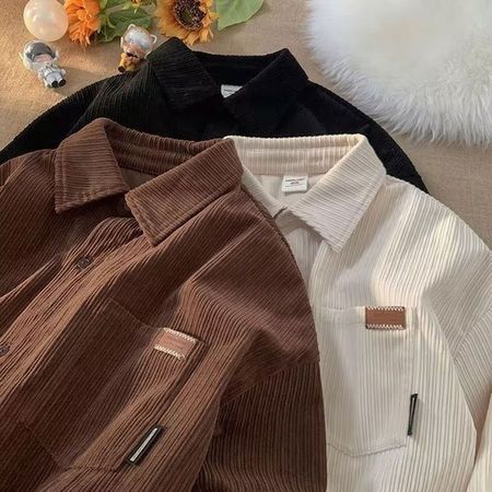 Men's Long-Sleeved Shirt Loose Inner Wear Retro Mens Shirt Jacket